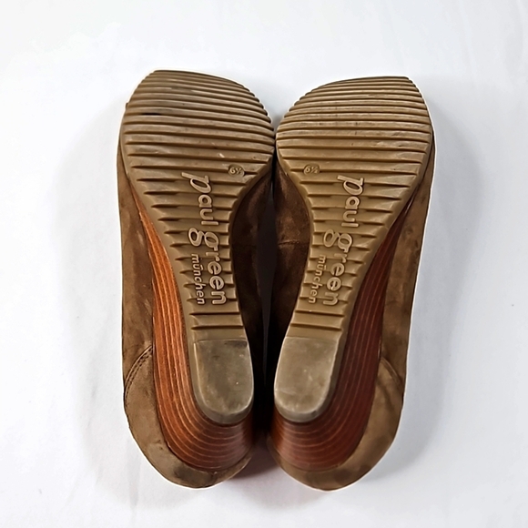 Paul Green Nola Wedge Brown Suede Square Toe Size 6.5 - Picture 7 of 7